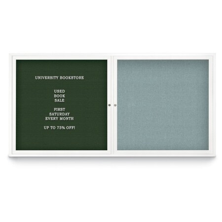 United Visual Products Corkboard, Single Door, Radius Frame, 18x24", White/Summer Tan Forbo UV7000-WHITE-FORBO